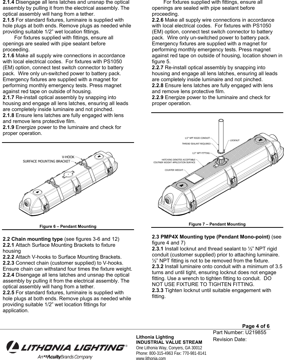 Page 4 of 6 - U219855  Installation Directions