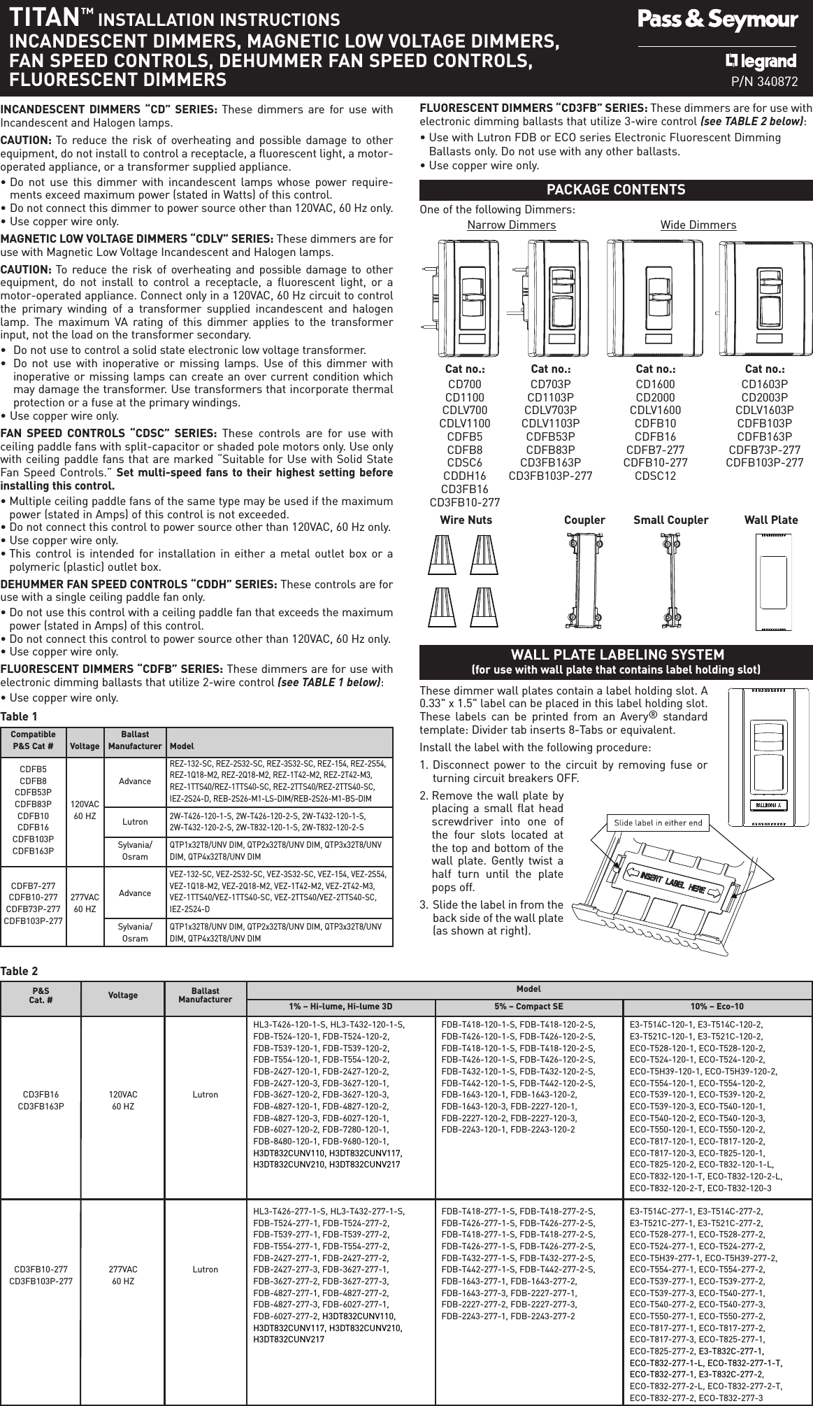 Page 1 of 4 - 340872_Titan IS Eng  Installation Directions