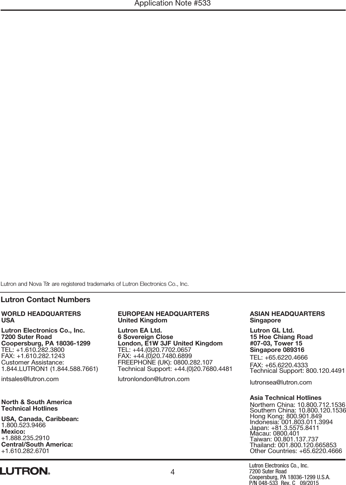 Page 4 of 4 - Vacancy Solution With Lutron Wired Occupancy Sensors, PP-DV Series Power Packs, And Nova T* Low-Voltage Momentary Switches Appli