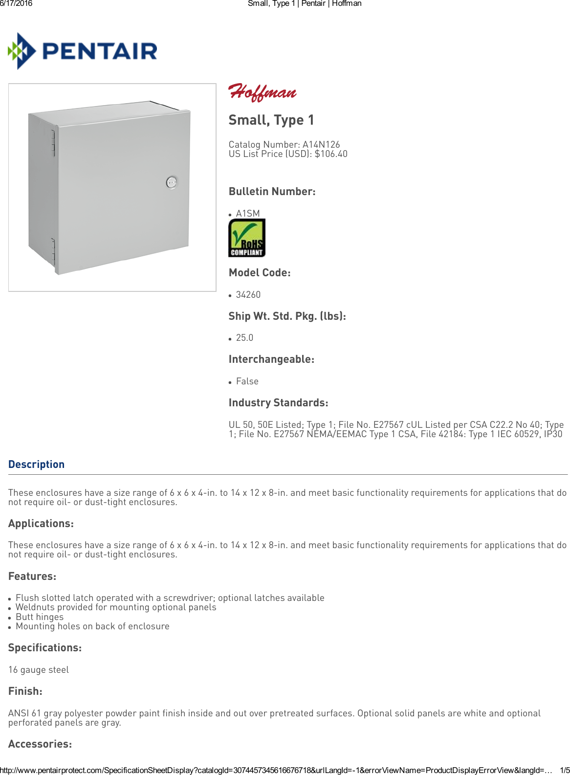 Page 1 of 5 - Product Detail Manual 