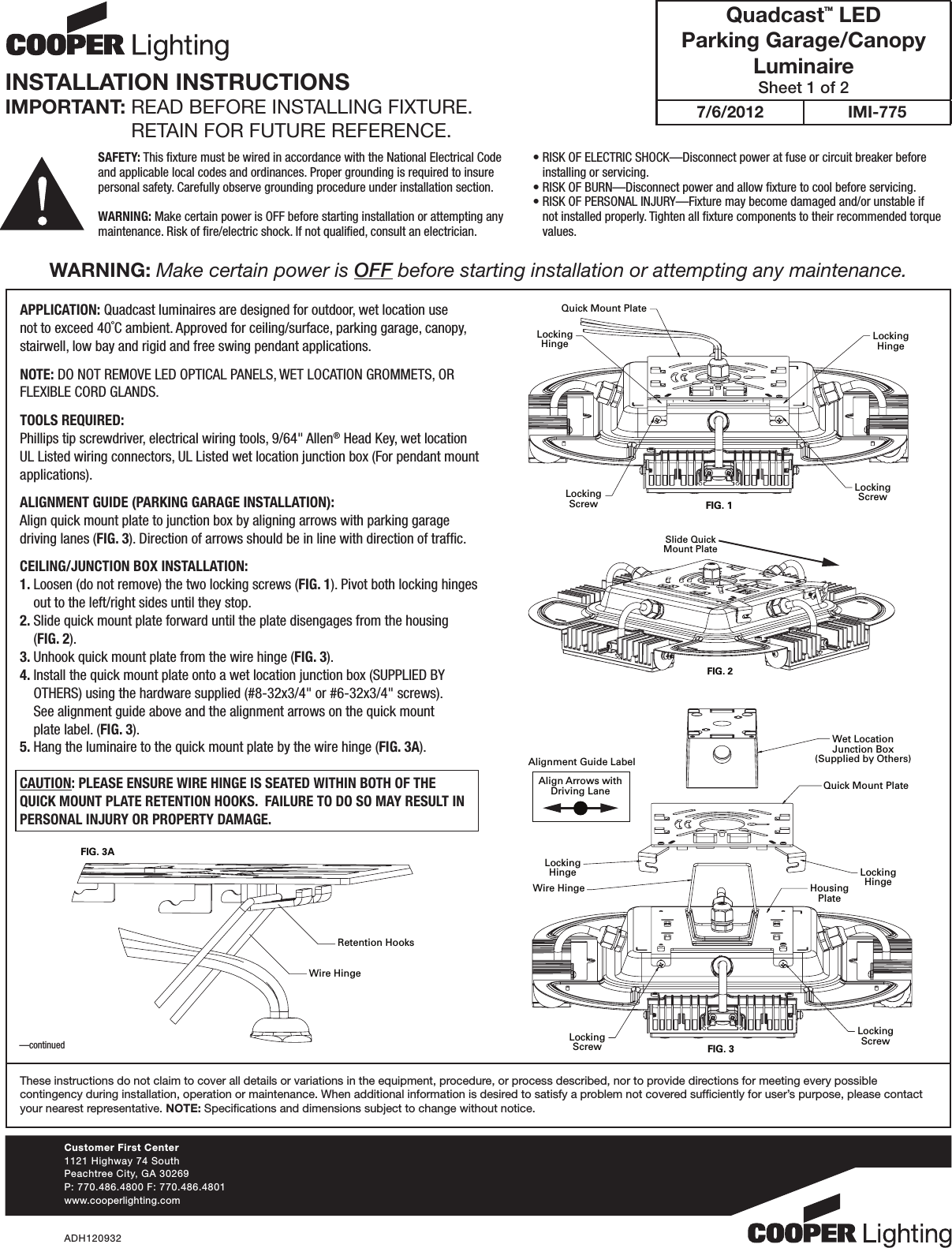 Page 1 of 2 - Installation Directions