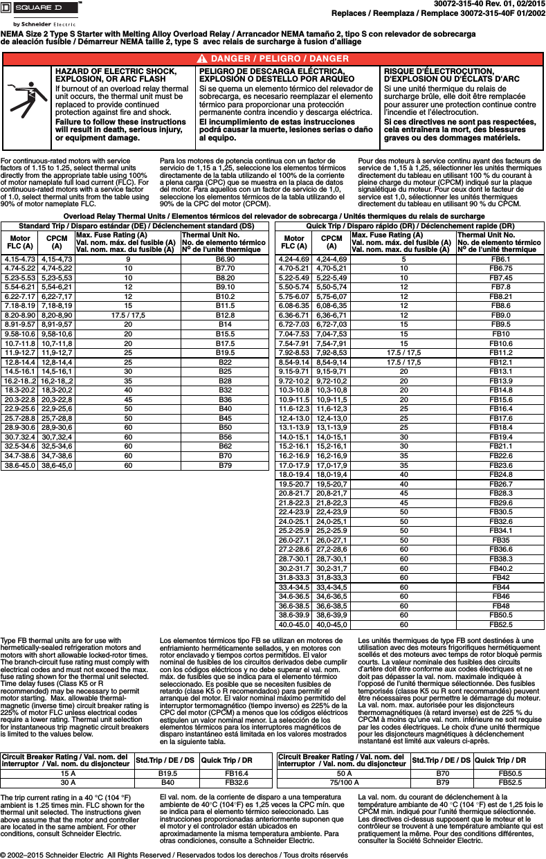 Nema Motor Starter Size Chart