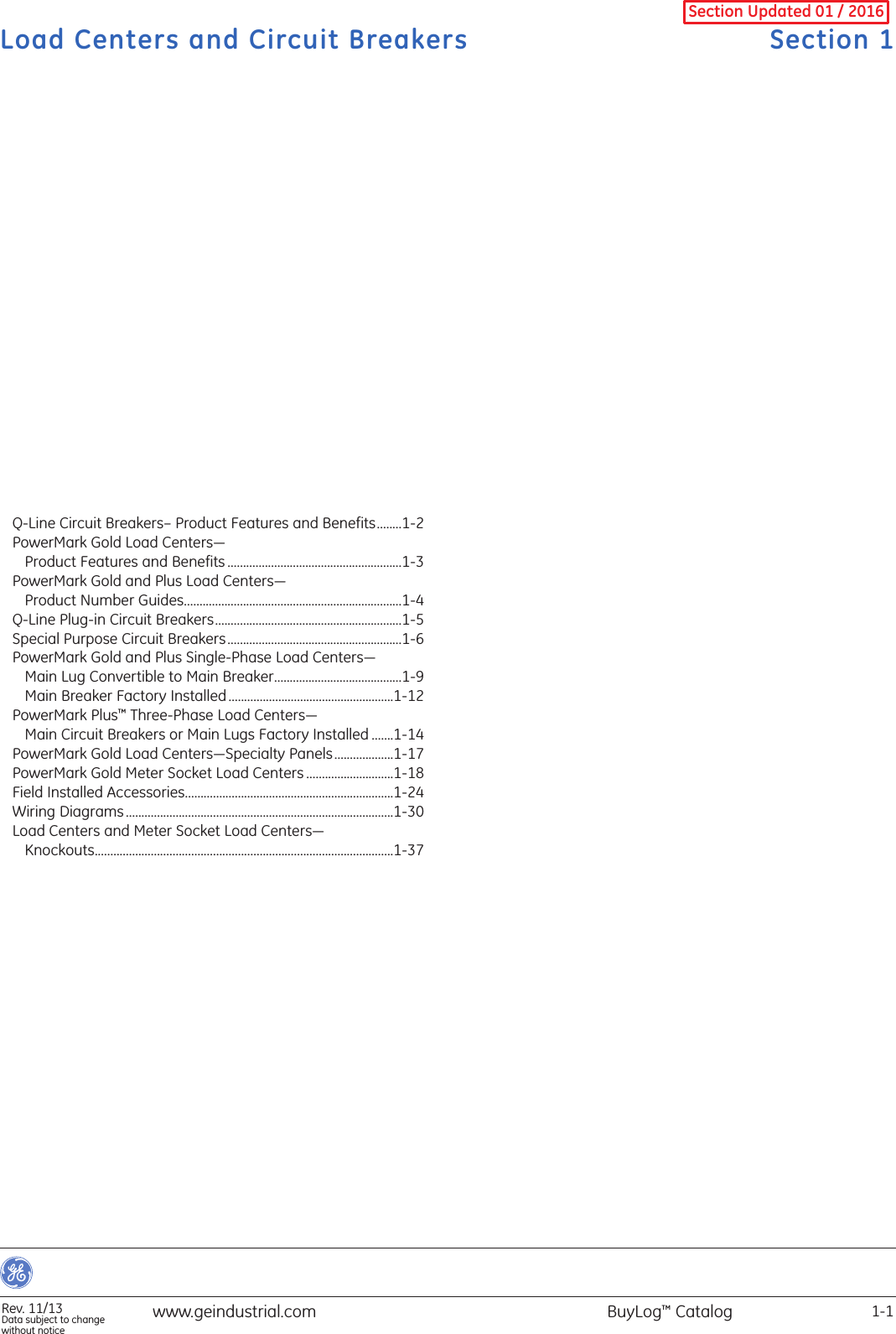 GE BuyLog — Section 1 1000318537 Catalog