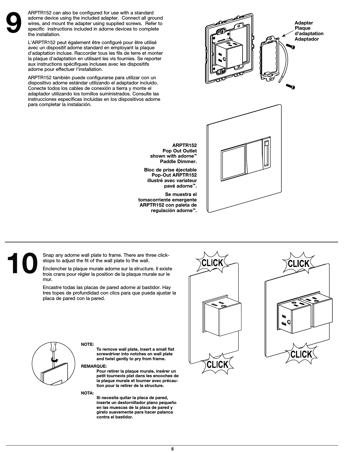 Page 5 of 8 - Adorne Single Gang Pop Out Outlet Installation Instructions  Directions