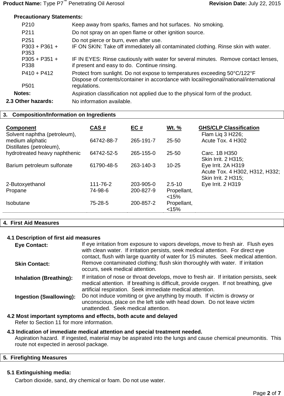 Page 2 of 7 - MATERIAL SAFETY DATA SHEET  1000326190-MSDS