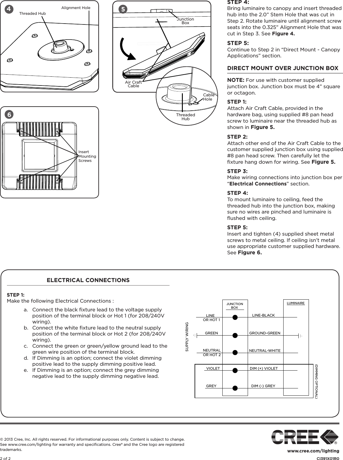 Page 2 of 2 - Cree CPY 250 Series Installation Instructions  Directions