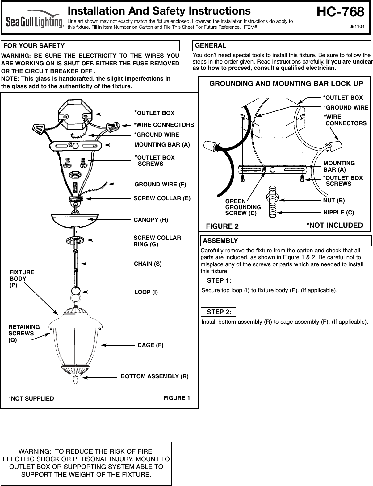 Page 1 of 2 - Hc768  Installation Directions