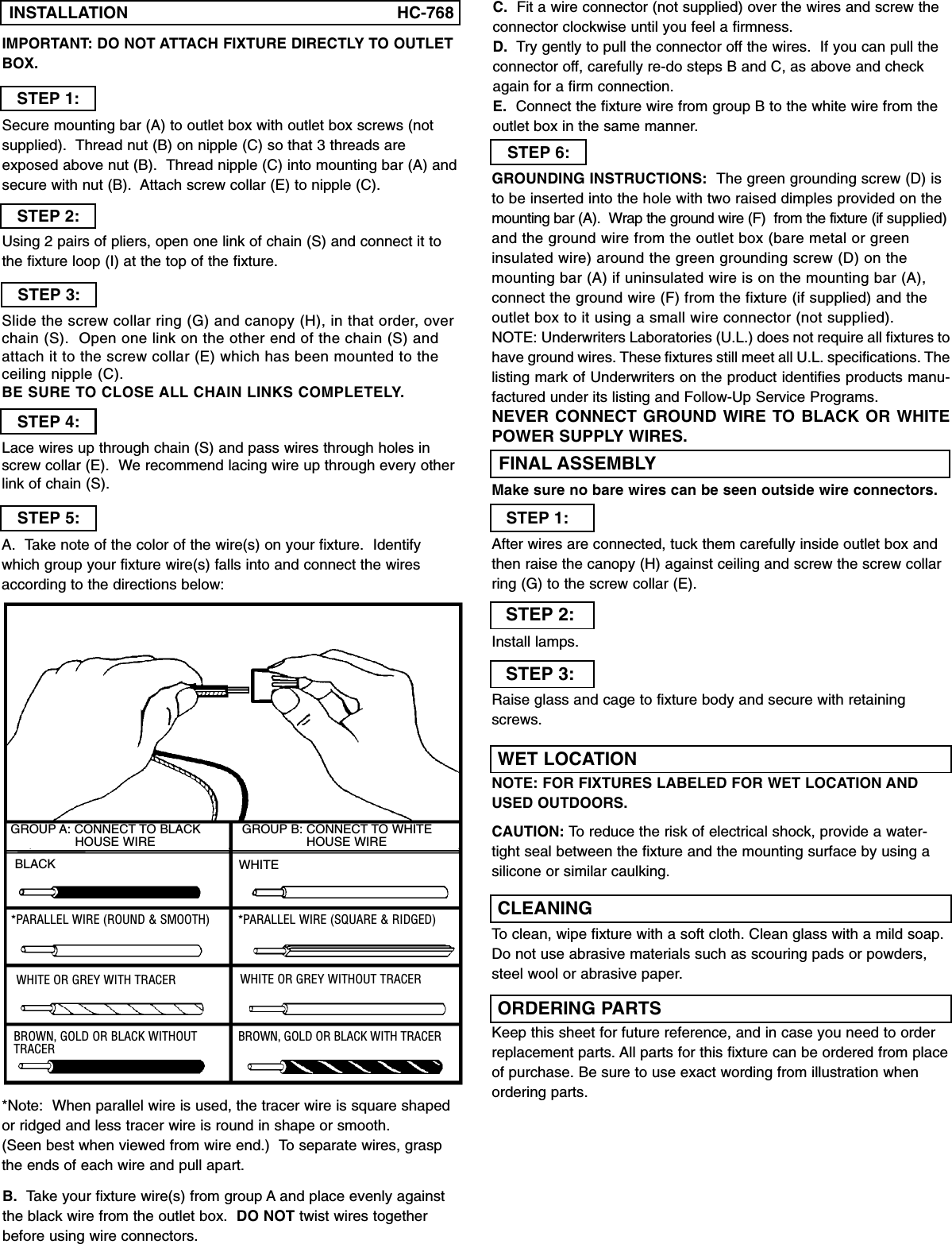 Page 2 of 2 - Hc768  Installation Directions