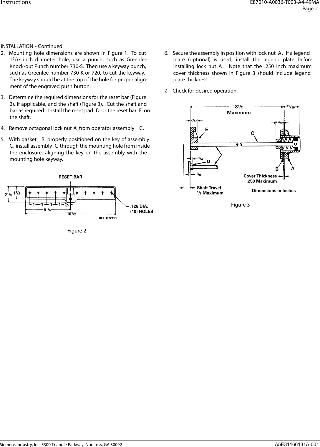 Page 2 of 2 - E87010-A0036-T003-A4-49MA_page2  Installation Directions