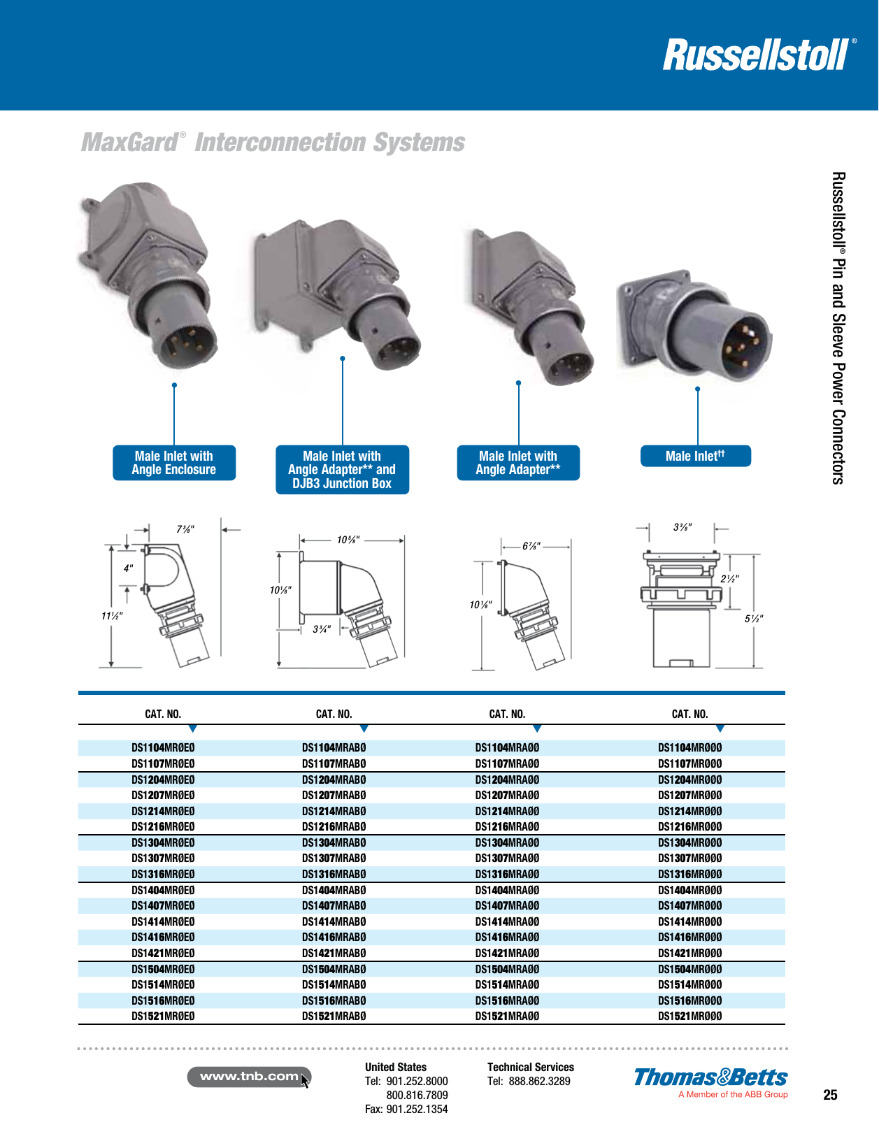 Page 2 of 2 - Pin And Sleeve Connectors - MaxGard Russellstoll Catalog Page Brochure