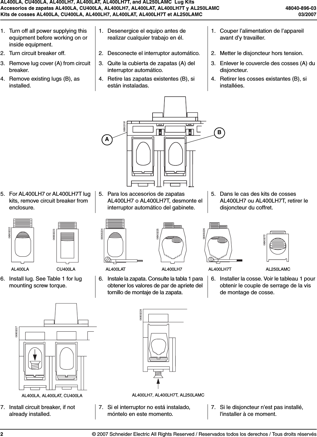 Page 2 of 4 - Lug Kits For Q4, LA, And LH Circuit Breakers Switches