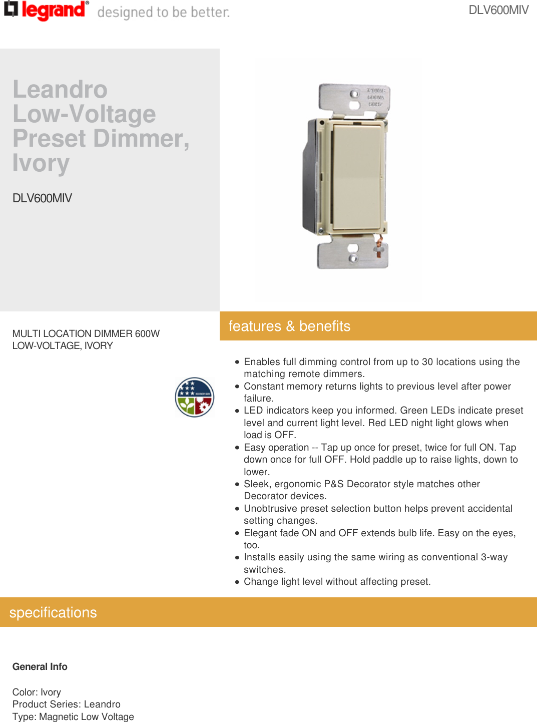 Page 1 of 2 - Product Detail Manual 