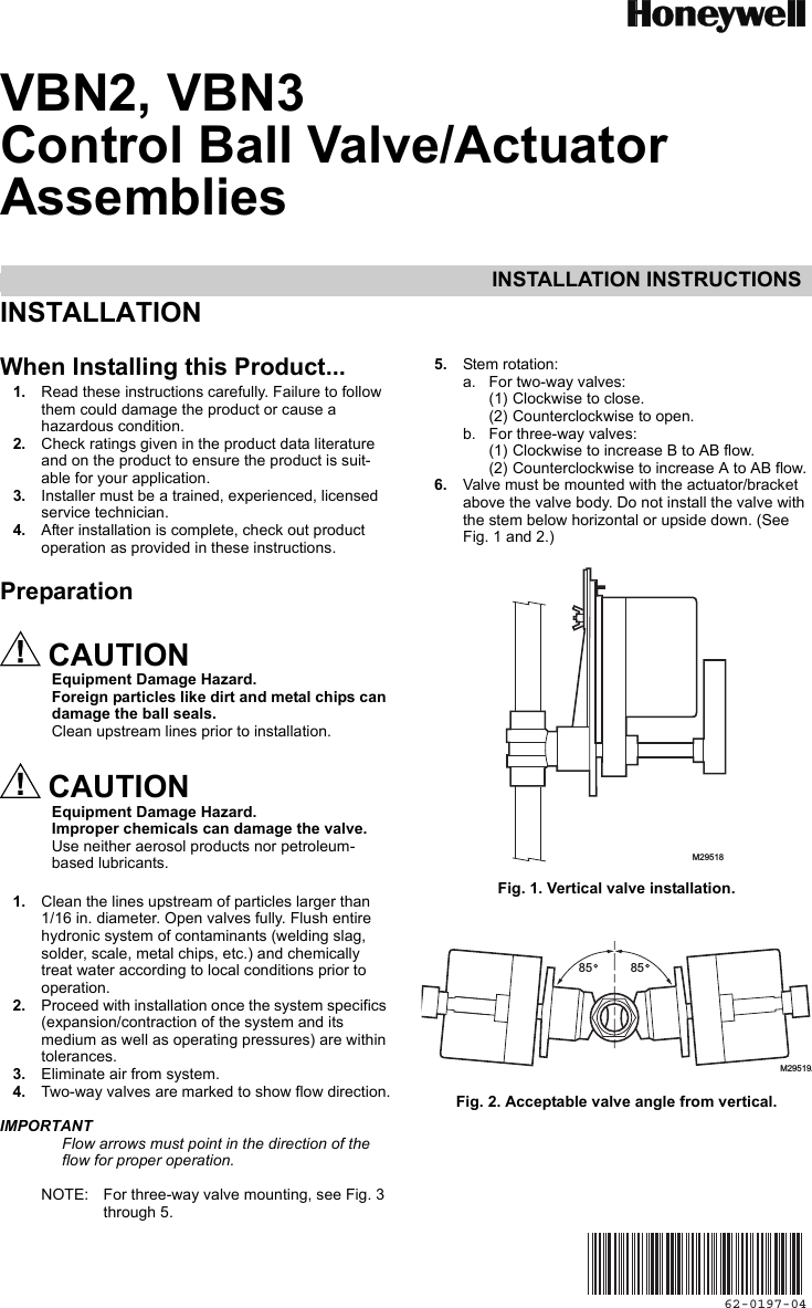 62 0197 04_A VBN2, VBN3 Control Ball Valve/Actuator Assemblies