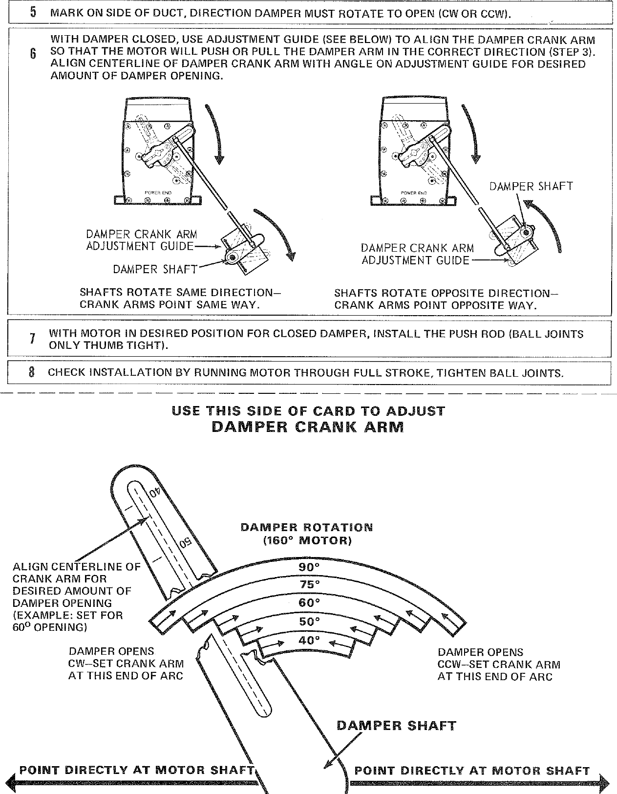 HONEYWELL DAMPER ADJUSTMENT GUIDE Installation Directions