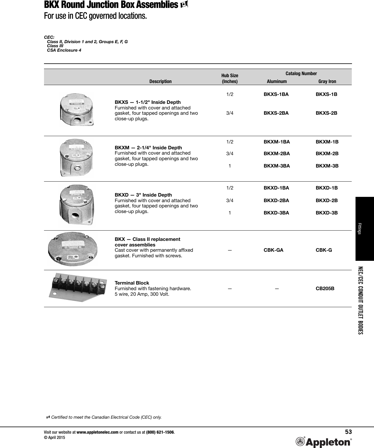 Page 3 of 4 - BKX Round Junction Boxes Catalog Pages May 2015  Brochure