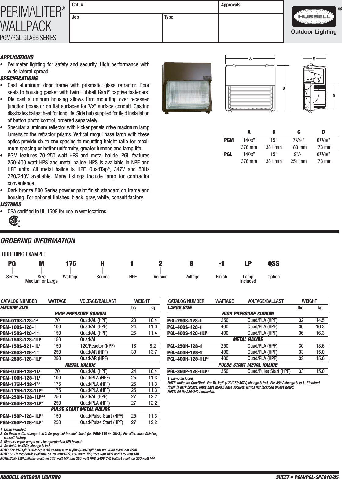 Page 1 of 1 - Spec Sheet PGM-L