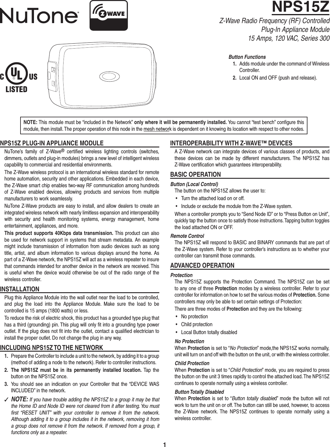 Page 1 of 2 - Installation Directions