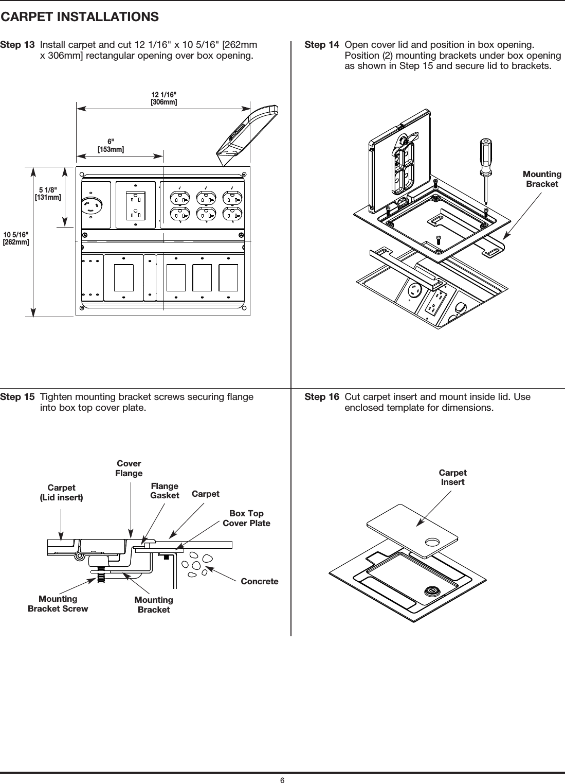 Page 6 of 8 - RFB119 Series Floor Box Installation Instructions  Directions