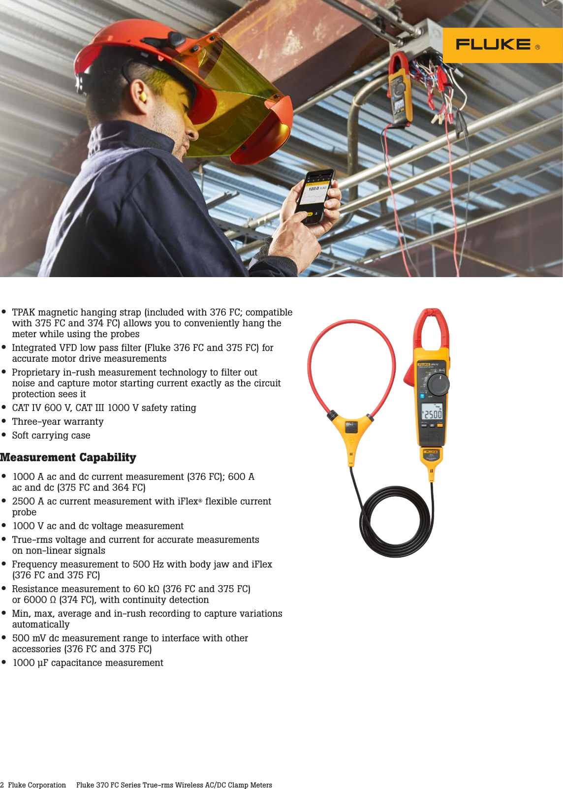 Page 2 of 5 - Fluke 370 FC Series True-rms Wireless AC/DC Clamp Meters