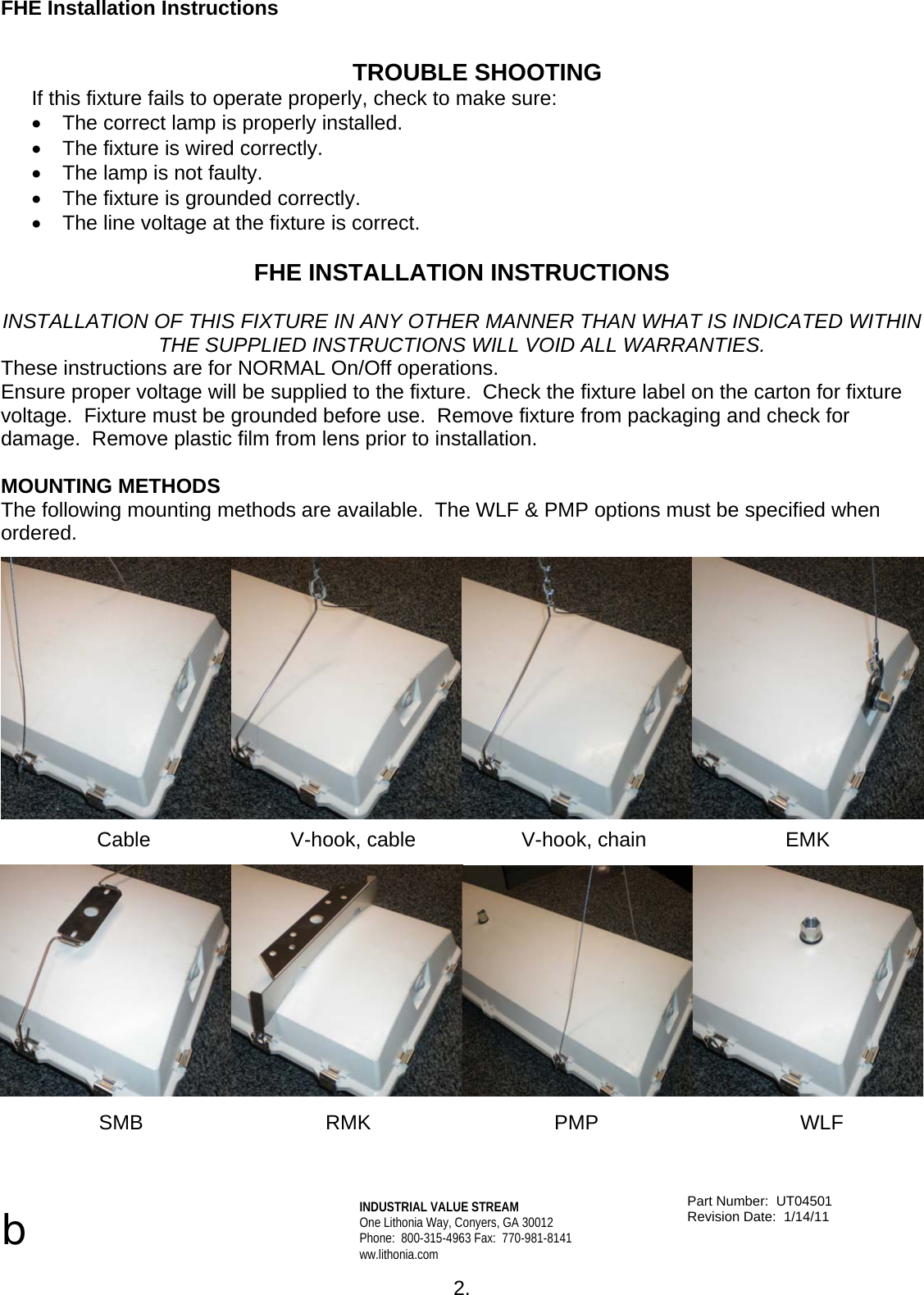 Page 2 of 5 - Installation Instructions  Directions