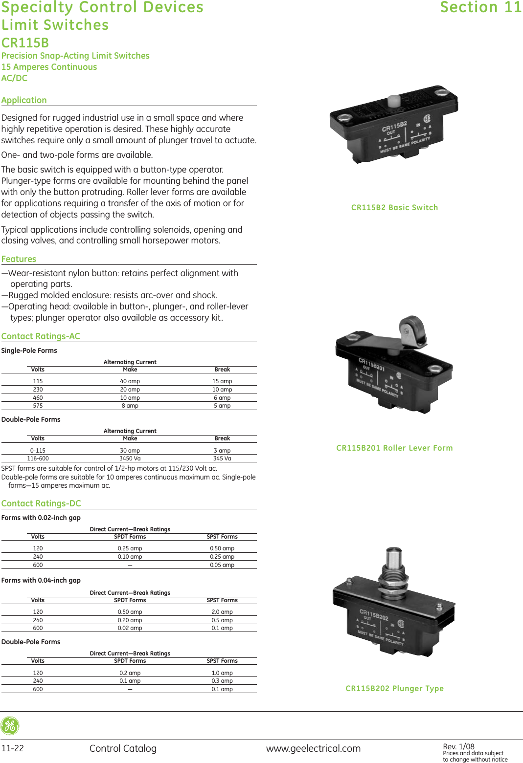 Page 1 of 2 - GE Control Catalog - Section 11  Brochure