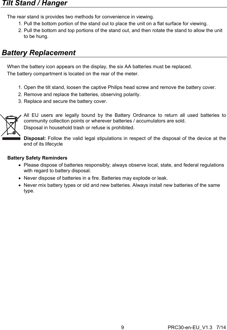 Page 9 of 11 - PRC30-en-EU_V1.3  Installation Directions