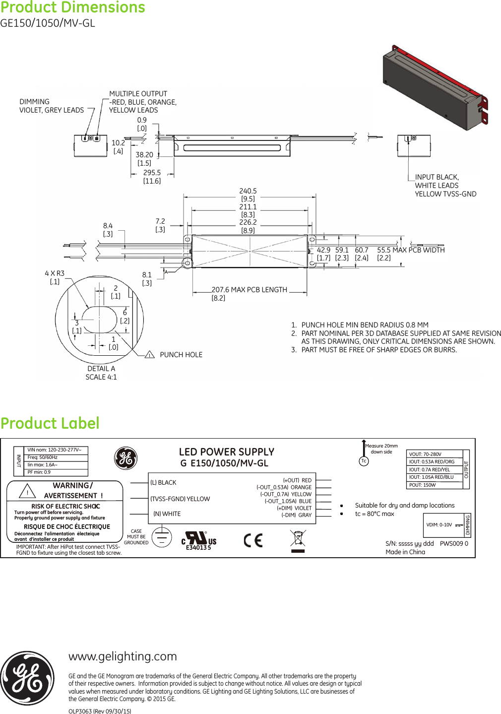 Page 5 of 5 - GE LED Power Supply Outddoor Dimming Driver GE150/1050/MV-GL — Datasheet | OLP3063