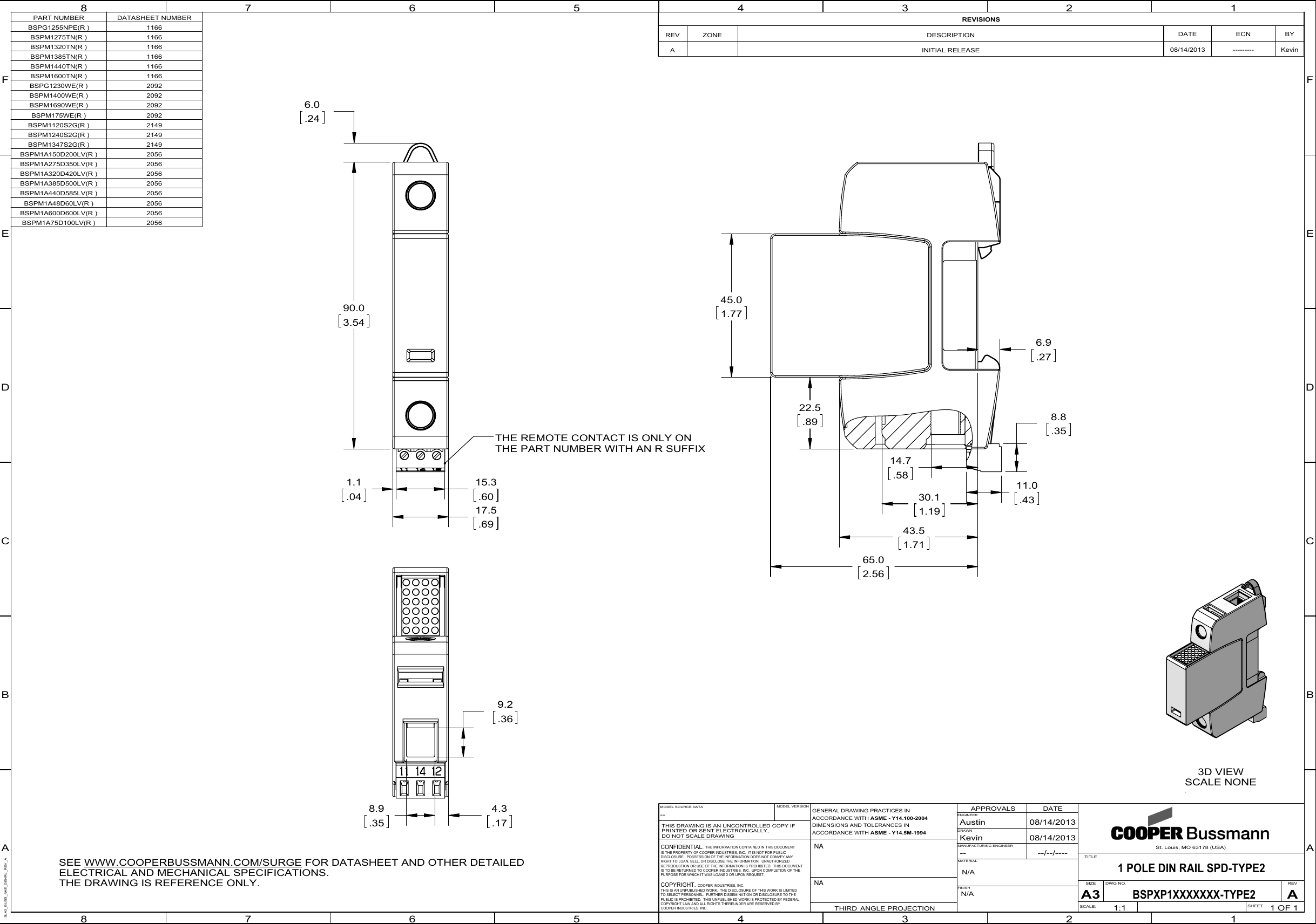 DIN Rail SPD CAD Drawings