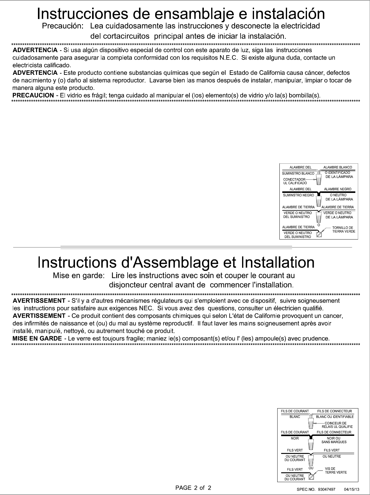 Page 2 of 2 - 93047497_A  Installation Directions