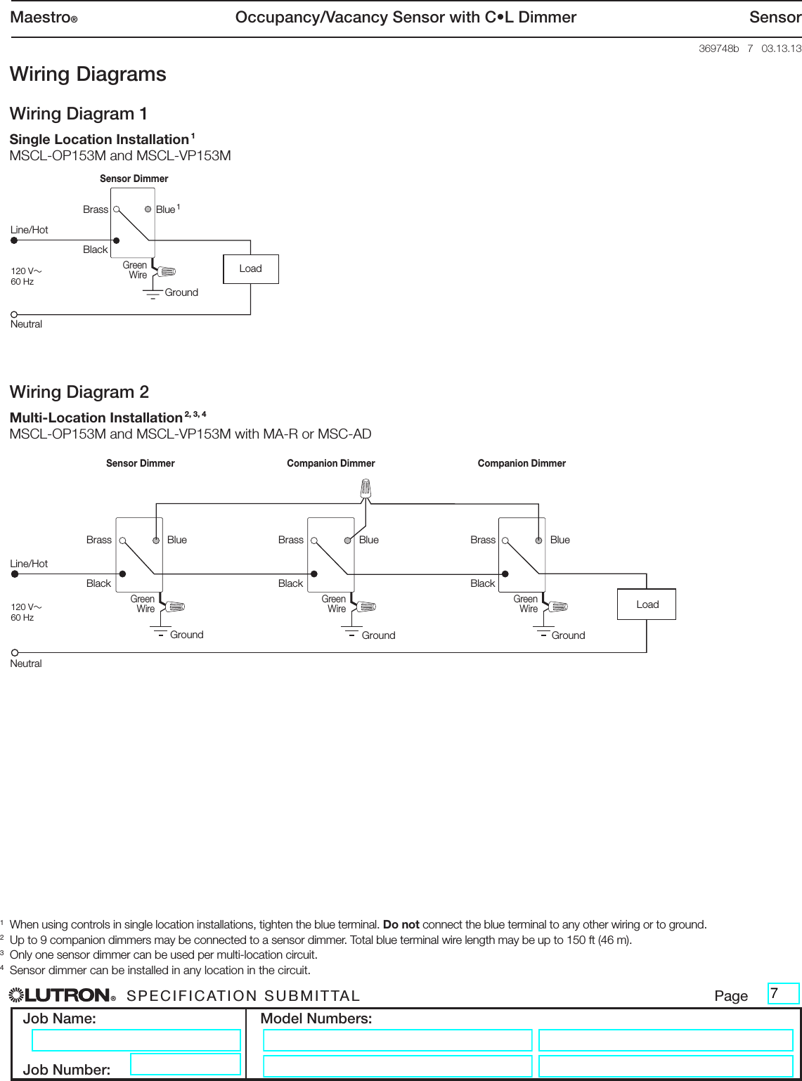 Page 7 of 9 - Lutron Maestro MSCL-OP153M-WH Spec Sheet  Brochure