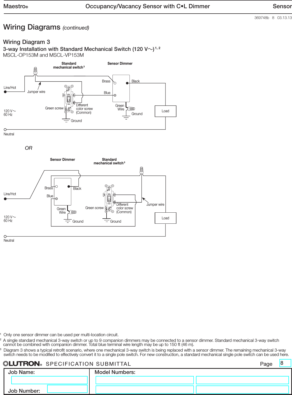 Page 8 of 9 - Lutron Maestro MSCL-OP153M-WH Spec Sheet  Brochure