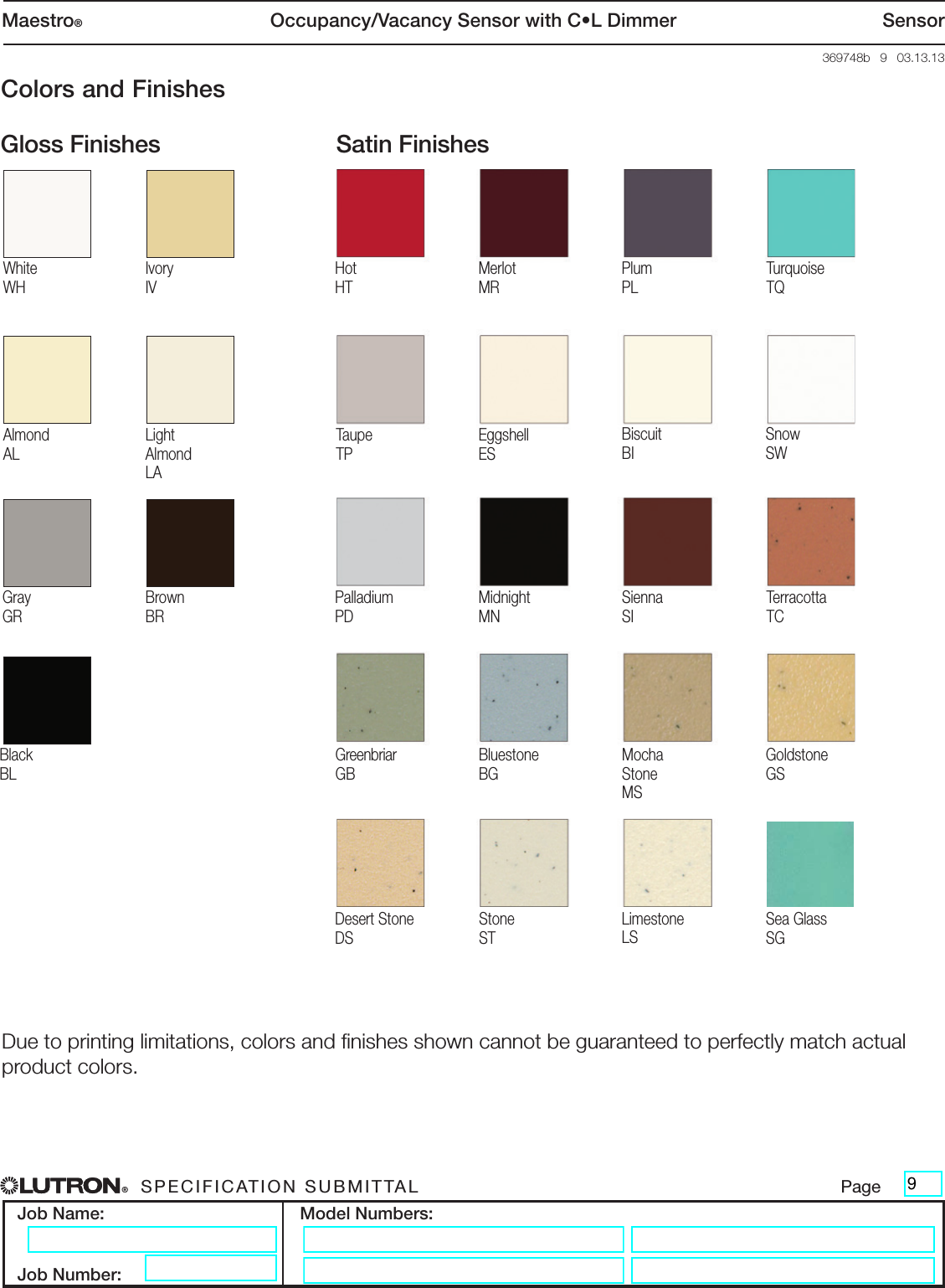 Page 9 of 9 - Lutron Maestro MSCL-OP153M-WH Spec Sheet  Brochure