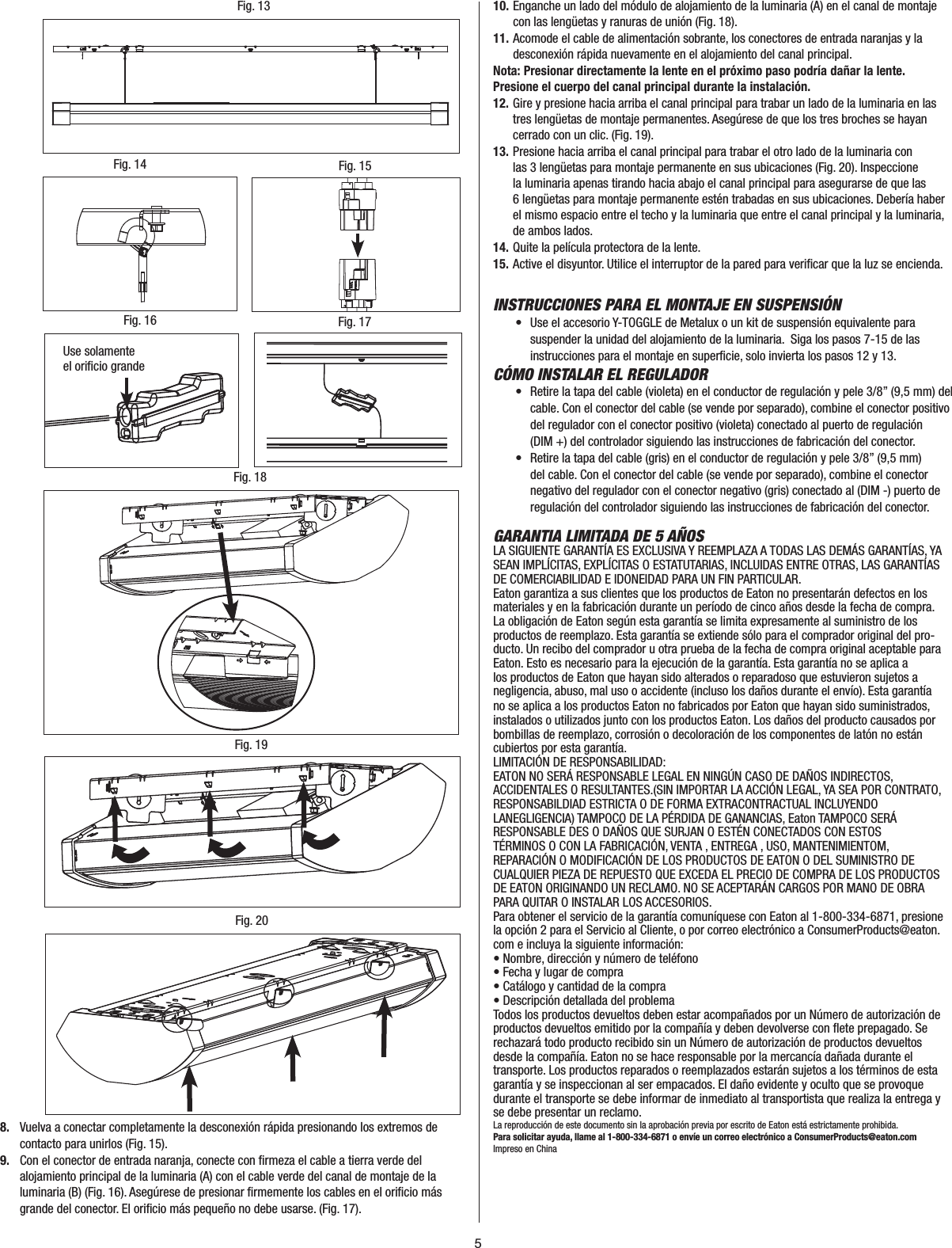 Page 5 of 8 - Metalux 4CWPLD4040C Instruction Sheet  Installation Directions