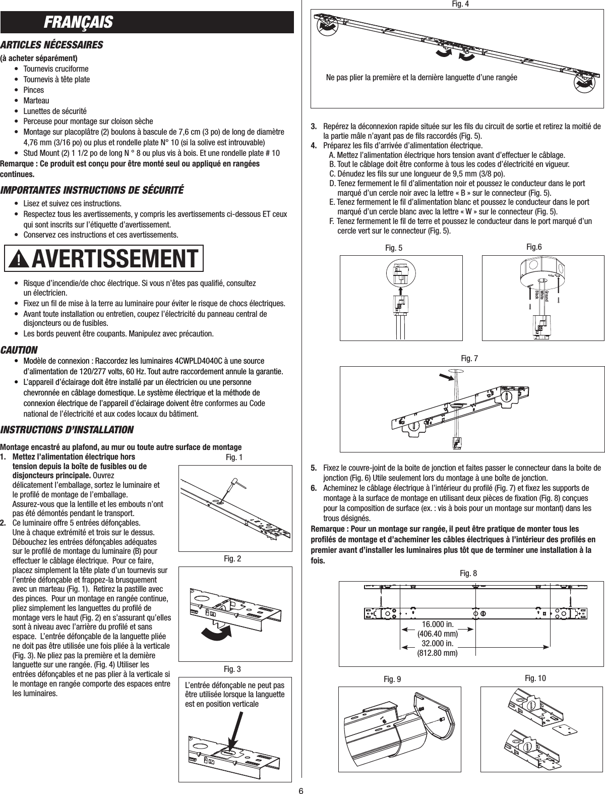 Page 6 of 8 - Metalux 4CWPLD4040C Instruction Sheet  Installation Directions