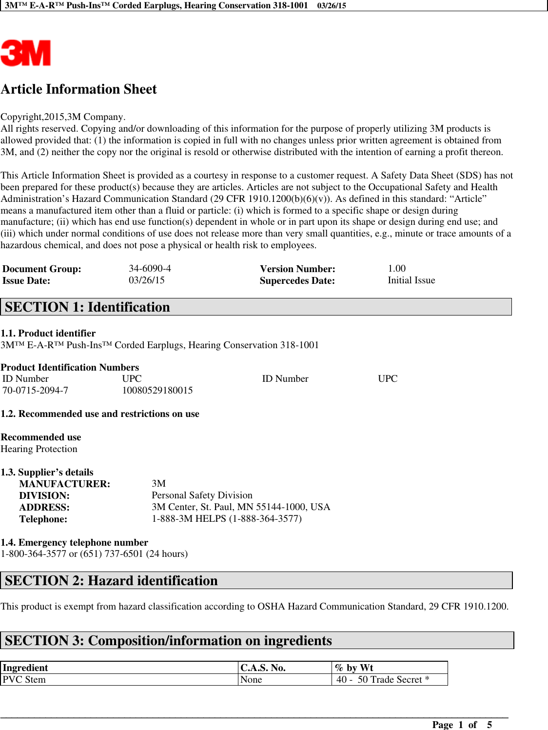 Page 1 of 5 - 1000503265-MSDS