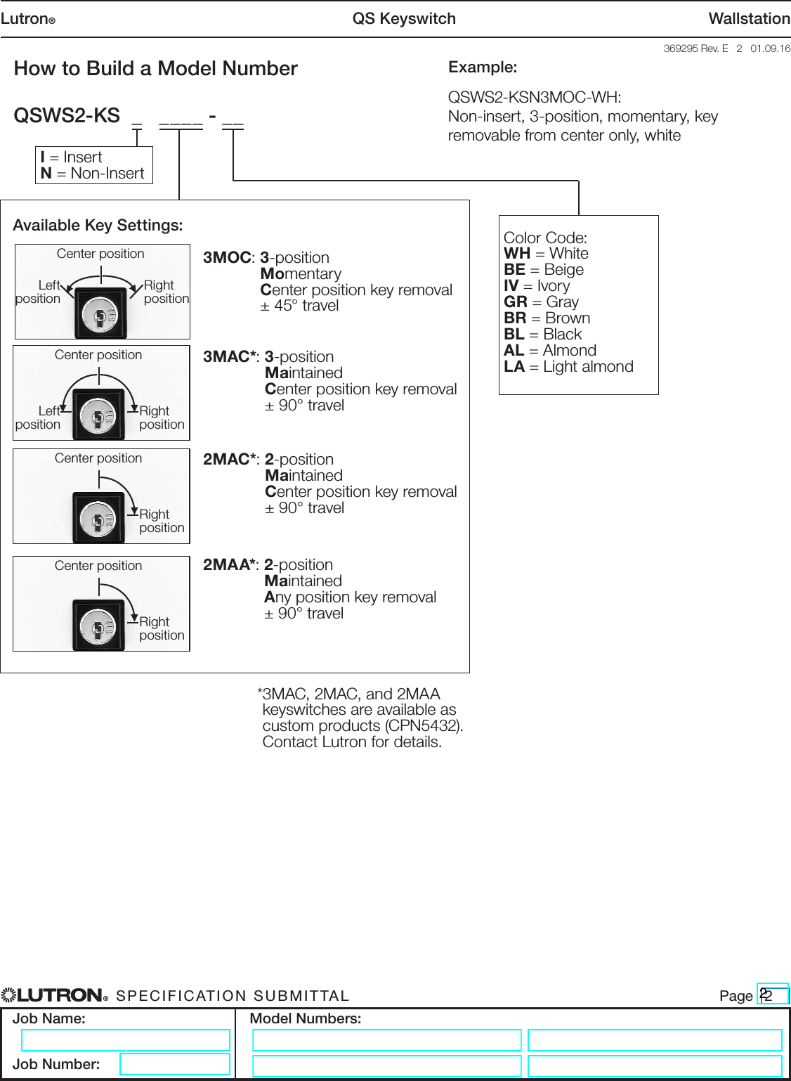 Page 2 of 9 - QS Keyswitch Wallstation (369295) Brochure