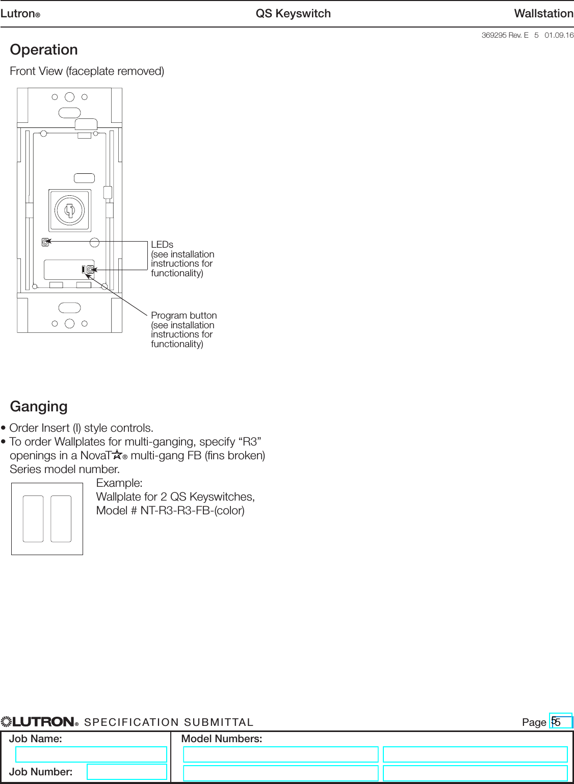 Page 5 of 9 - QS Keyswitch Wallstation (369295) Brochure