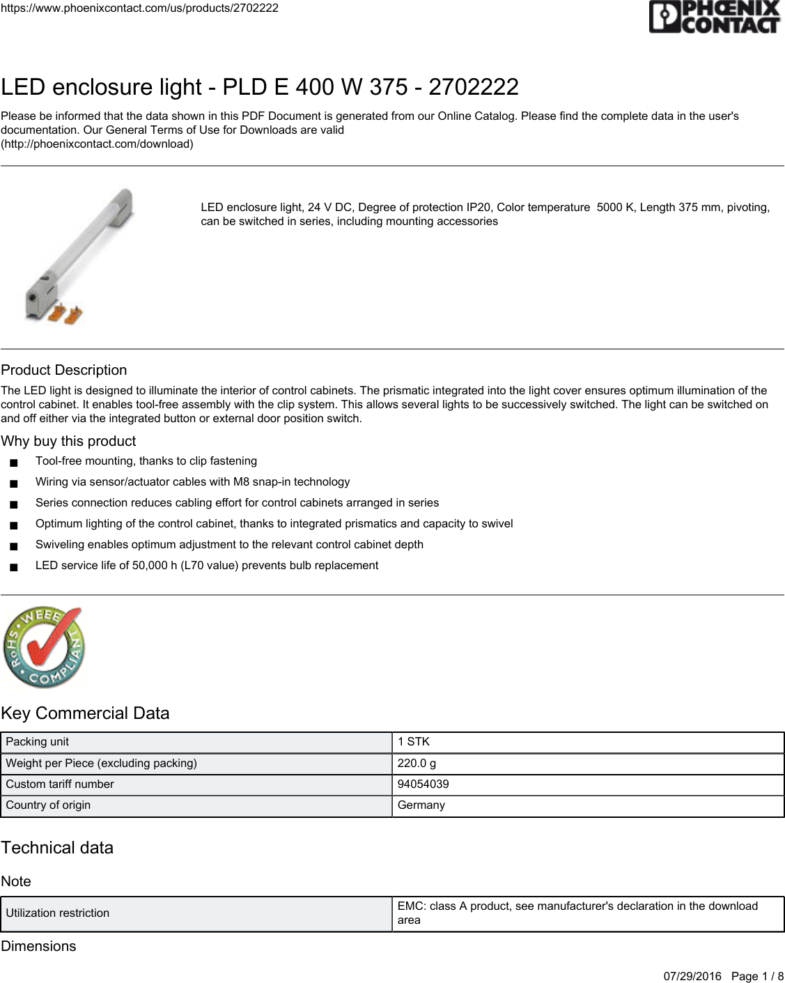 Page 1 of 8 - Product Detail Manual 