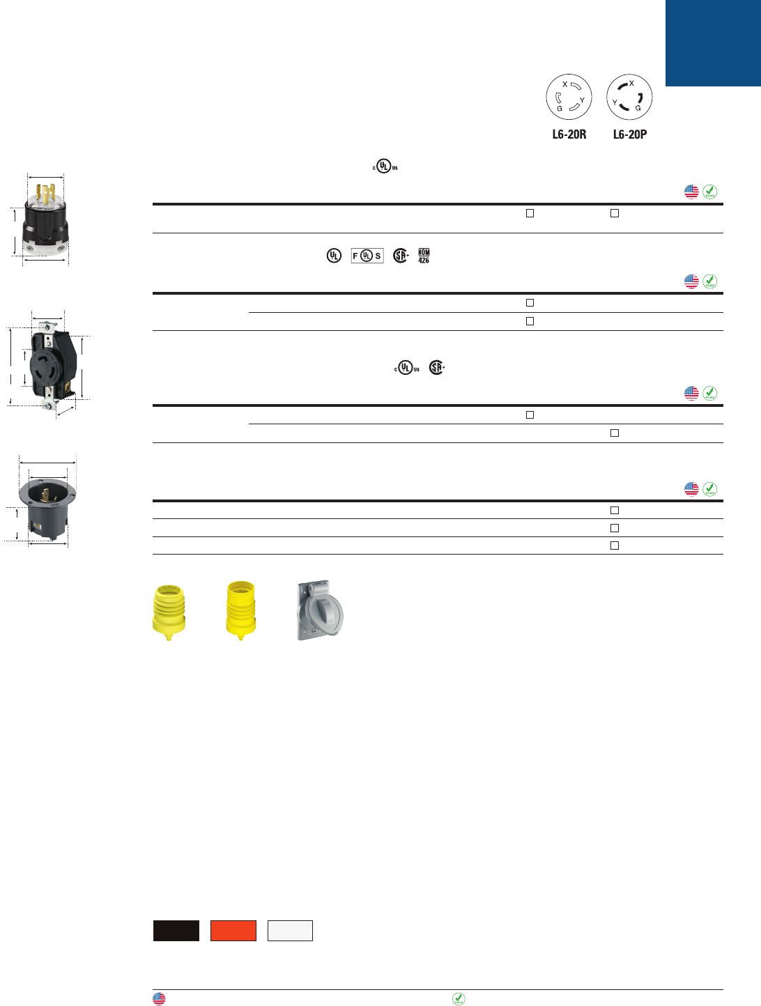 IGL16-20R 20 amp 480V 3 phase locking receptacle IG