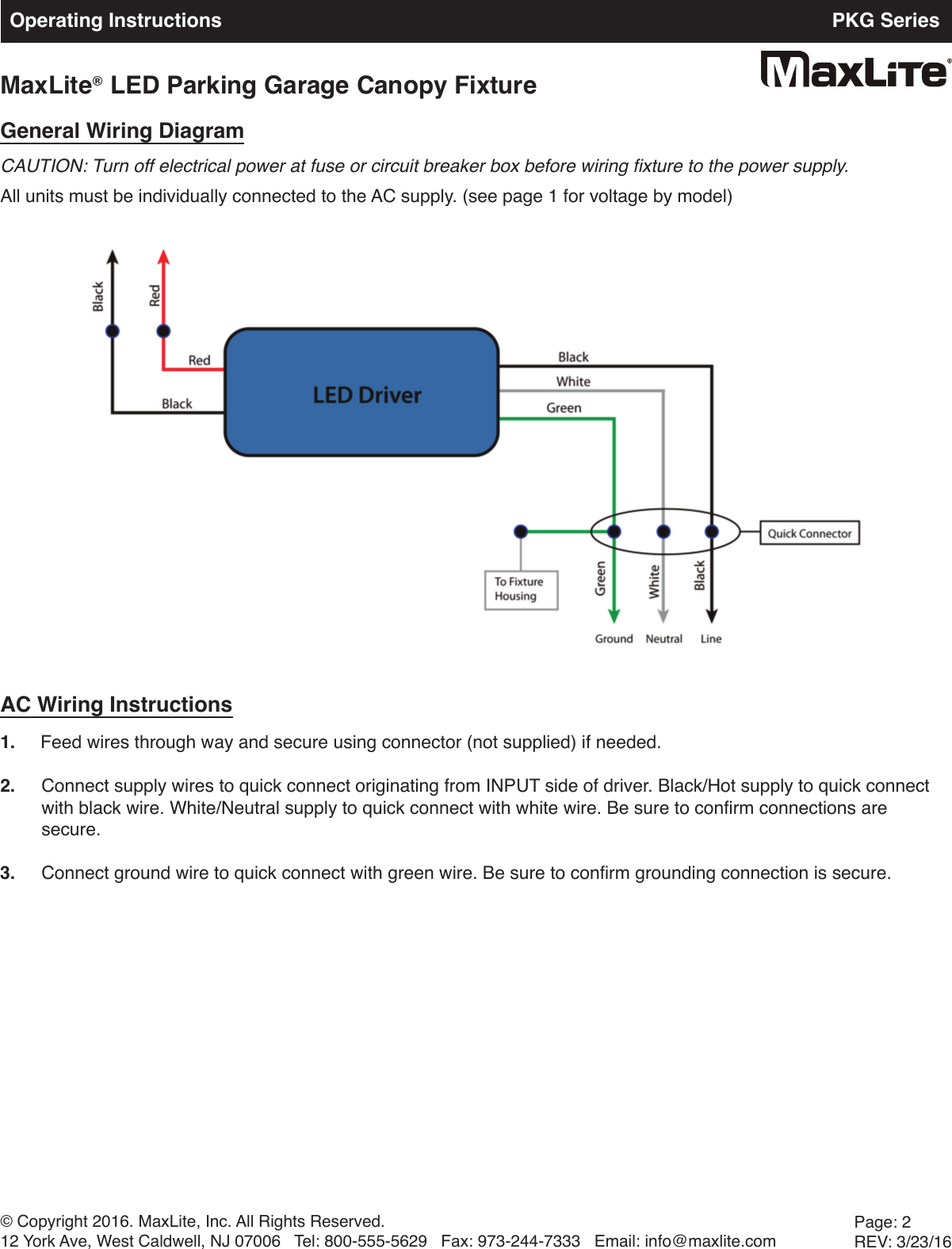 Page 2 of 5 - PKG Series  Installation Directions