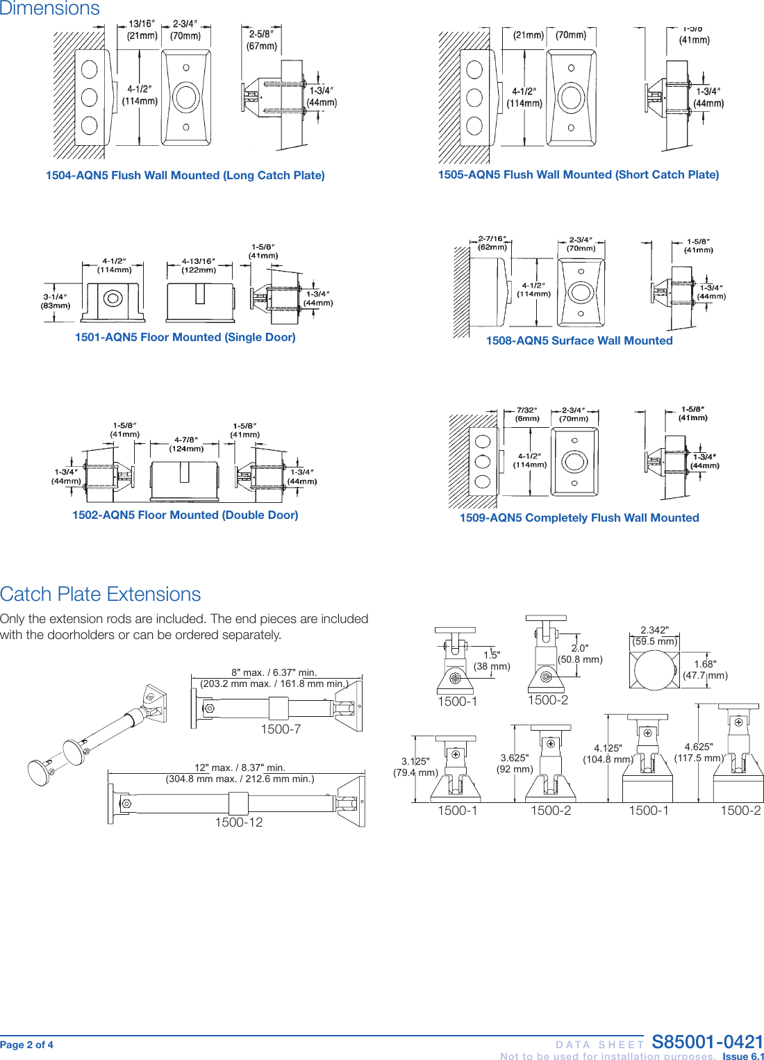 Data Sheet S85001 0421 Door Holders 100099 Catalog