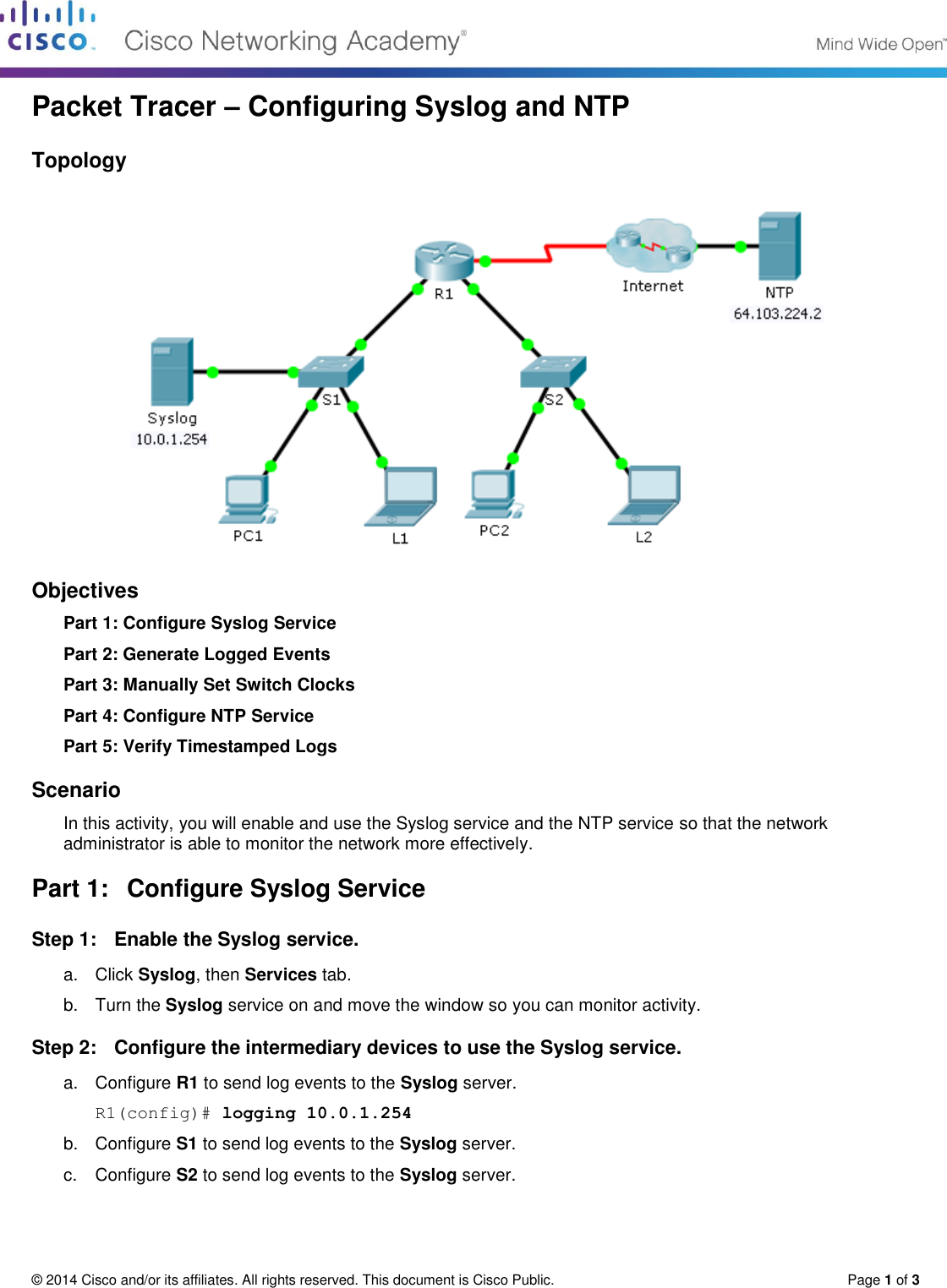 10235 Packet Tracer Configuring Syslog And Ntp Instructions