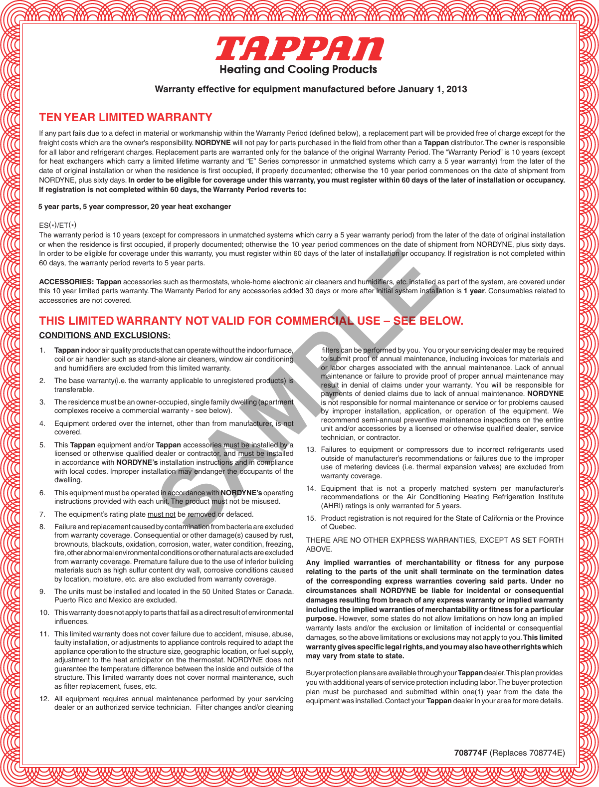 Page 6 of 8 - Tappan Limited Warranty