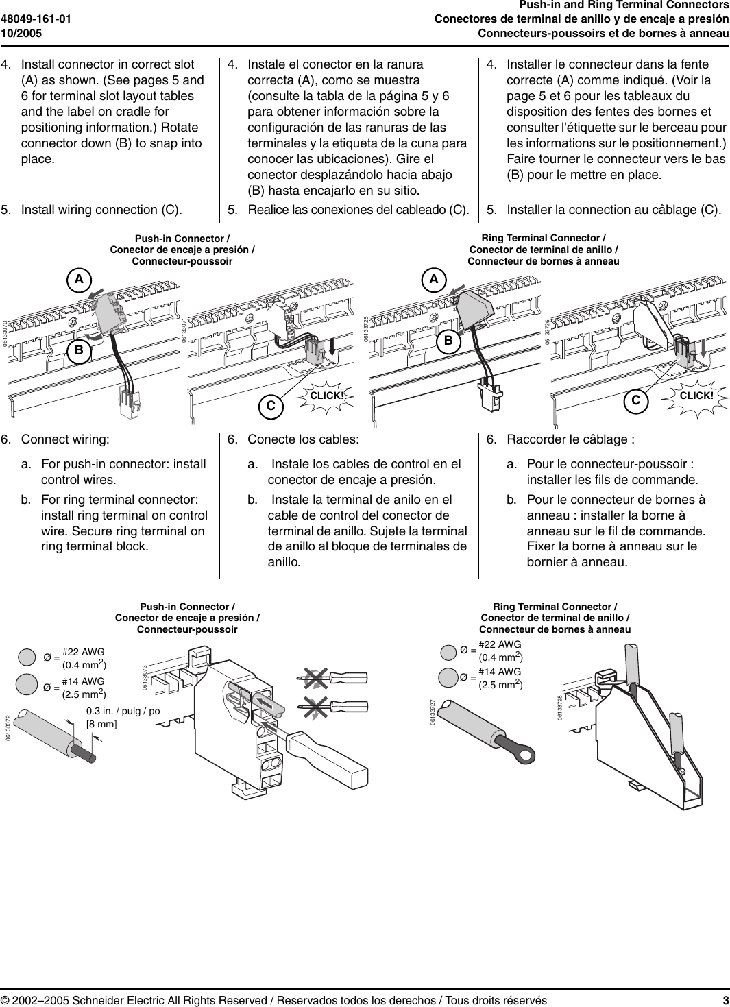 Page 3 of 6 - Push-in And Ring Terminal Connectors For MASTERPACT® NW Drawout Circuit Breakers  Installation Directions