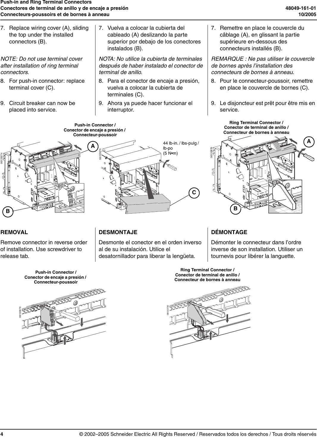 Page 4 of 6 - Push-in And Ring Terminal Connectors For MASTERPACT® NW Drawout Circuit Breakers  Installation Directions