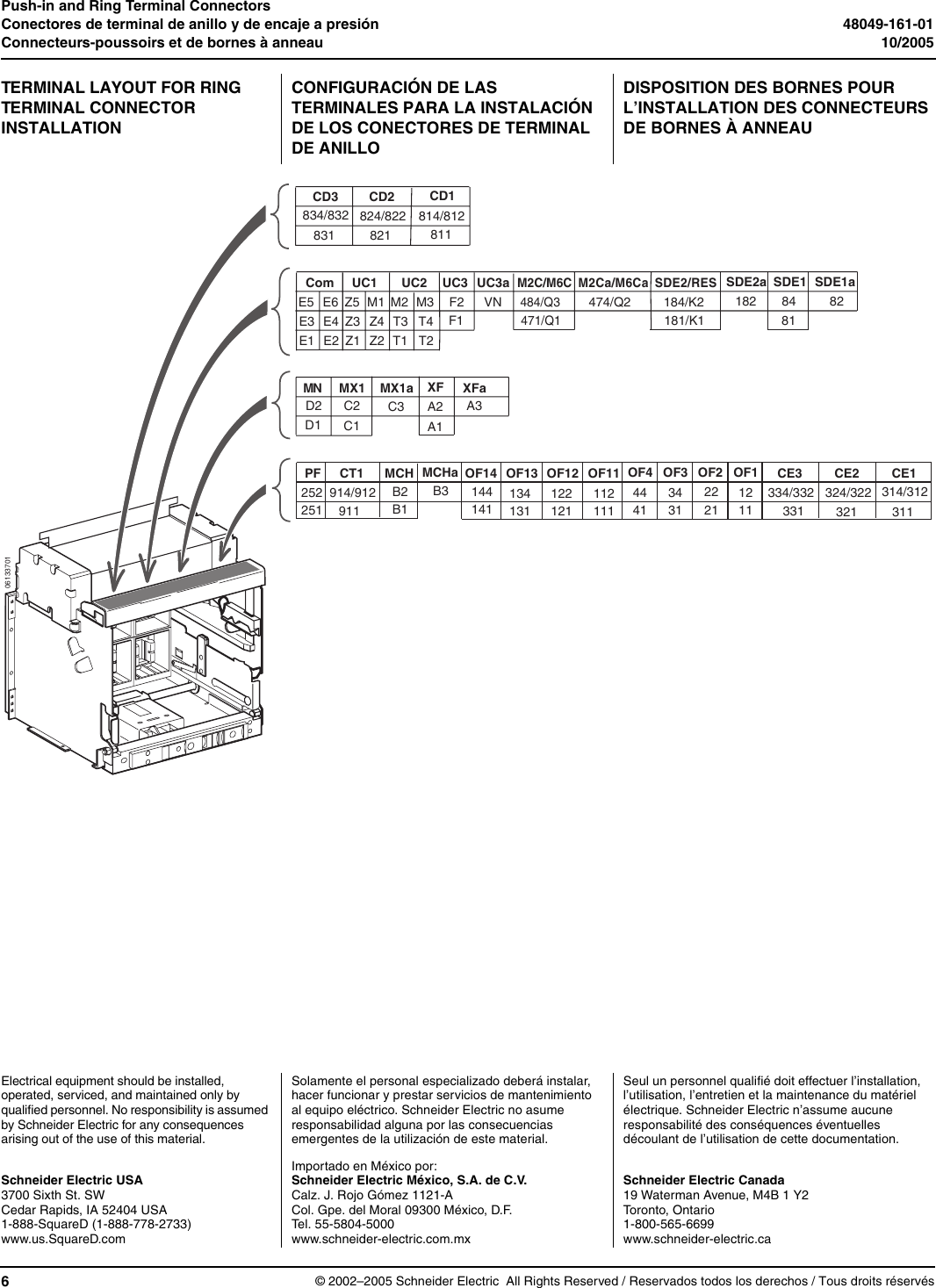 Page 6 of 6 - Push-in And Ring Terminal Connectors For MASTERPACT® NW Drawout Circuit Breakers  Installation Directions