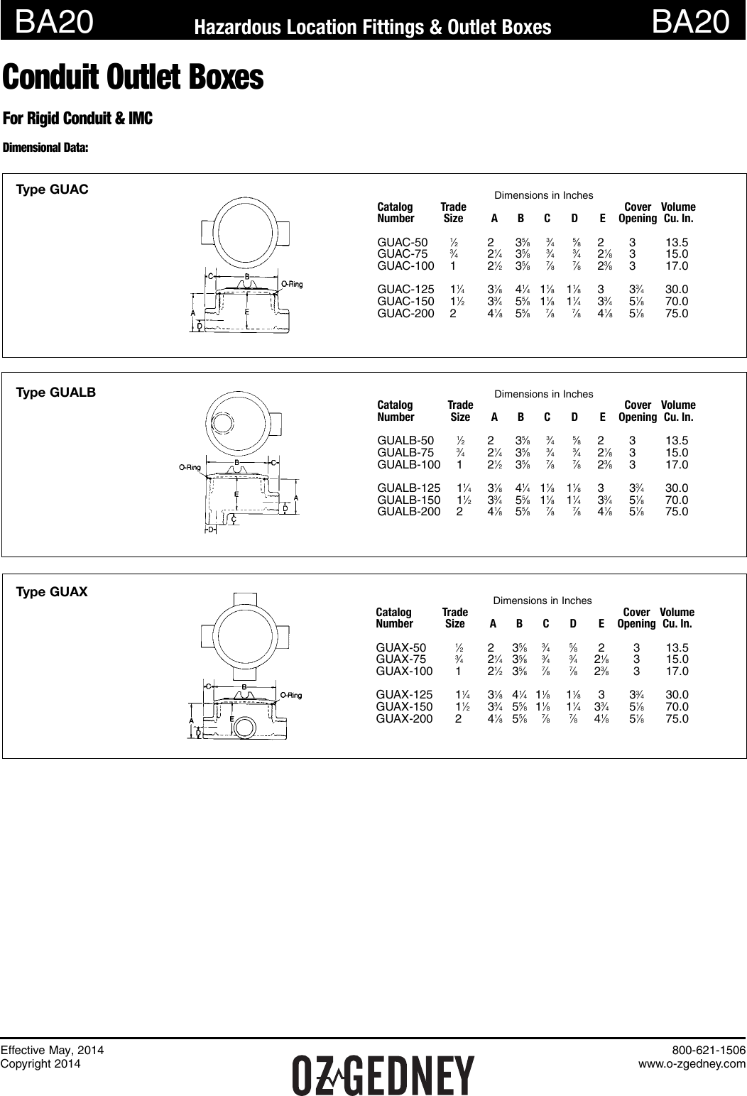 Page 3 of 7 - Type GUA Conduit Outlet Boxes Catalog Pages May 2014