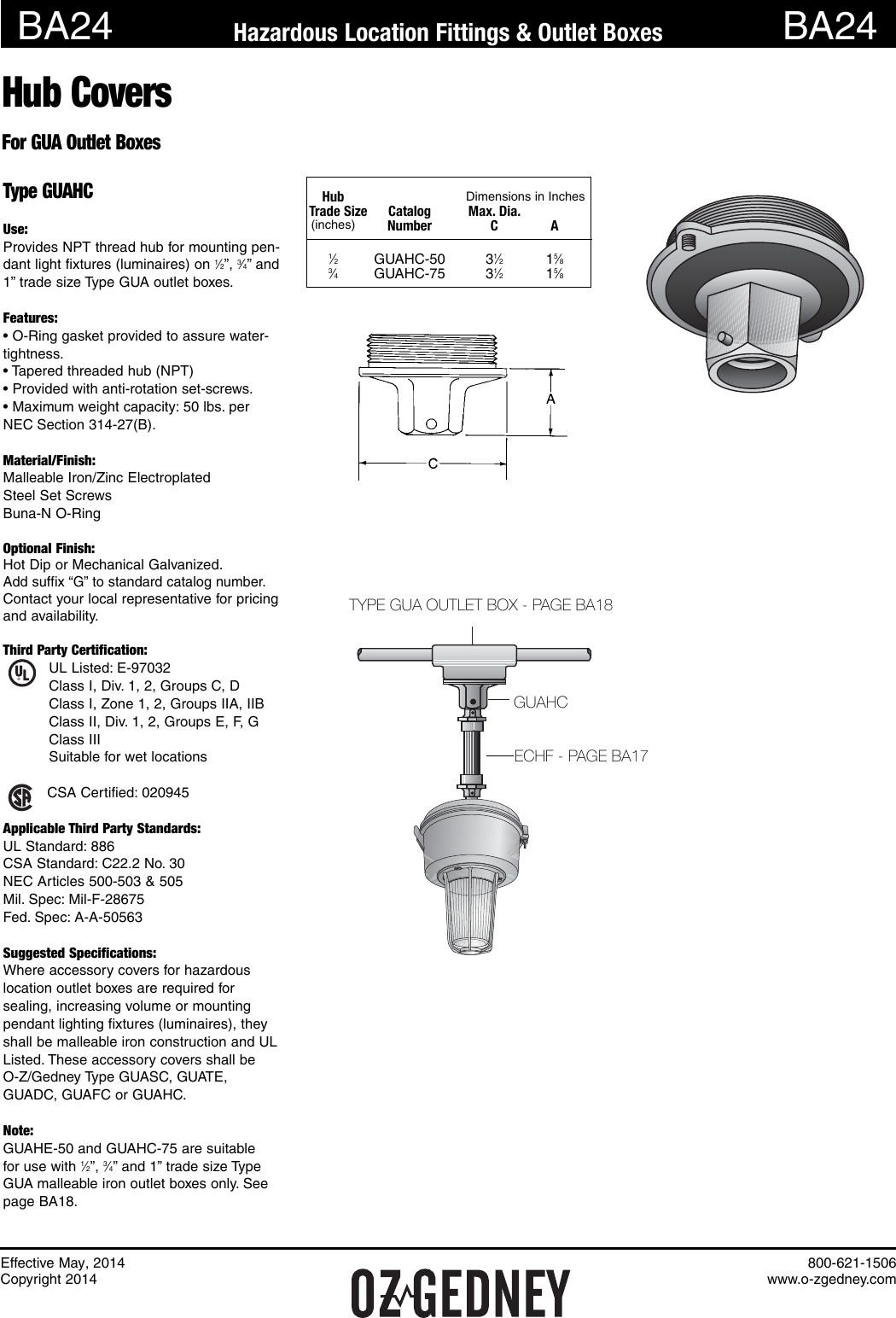 Page 4 of 7 - Type GUA Conduit Outlet Boxes Catalog Pages May 2014