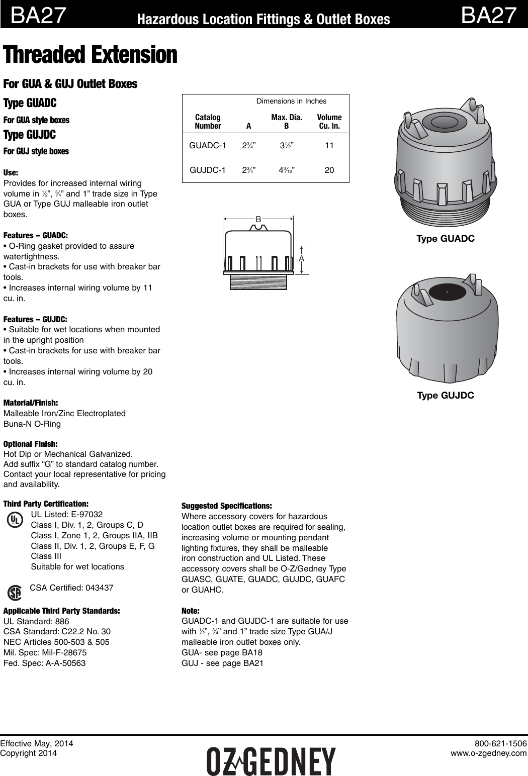 Page 7 of 7 - Type GUA Conduit Outlet Boxes Catalog Pages May 2014