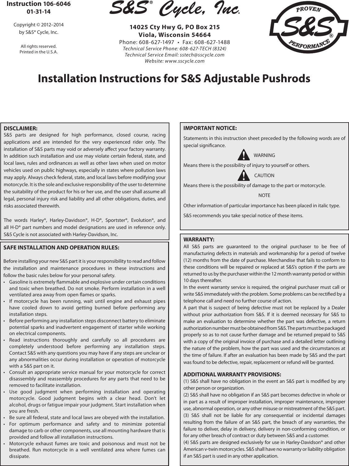 Page 1 of 4 - 106-6046 Adjustable Pushrods